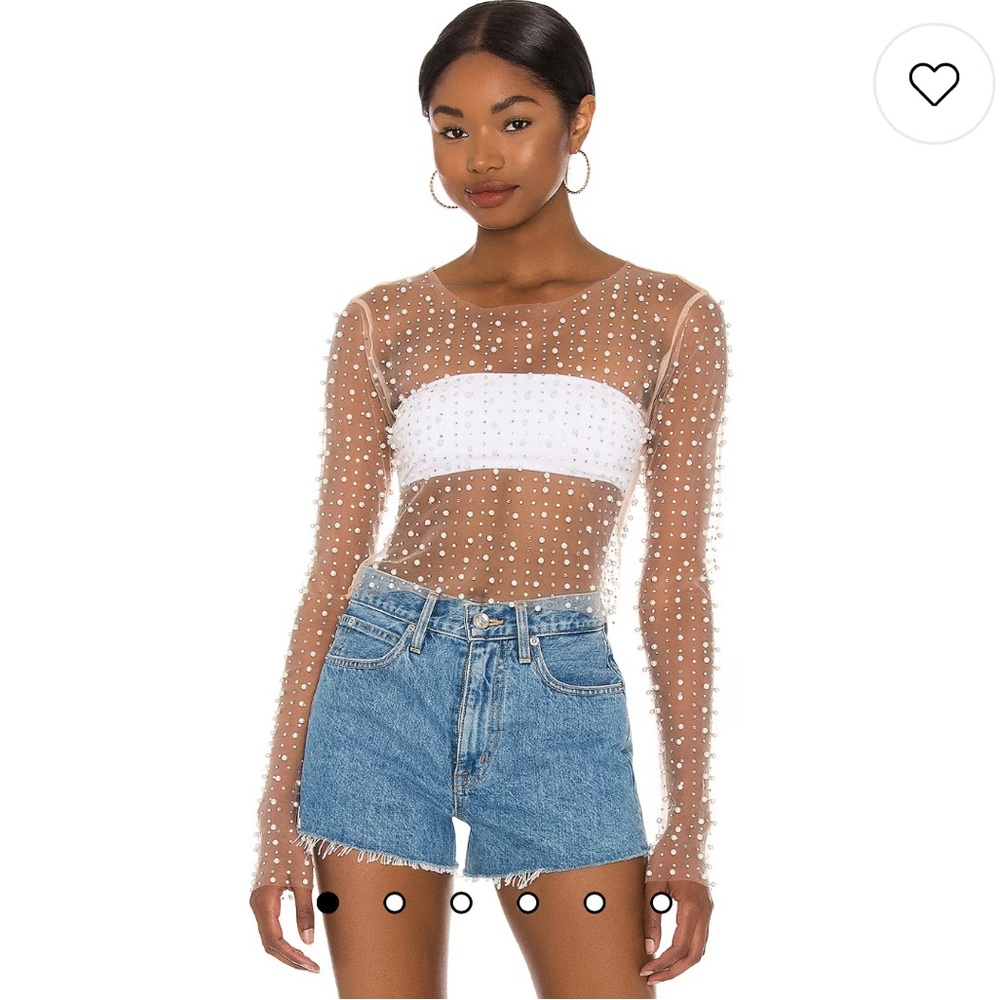 Beach Bunny Look and Glisten pearl mesh top size. XS brand new with tags